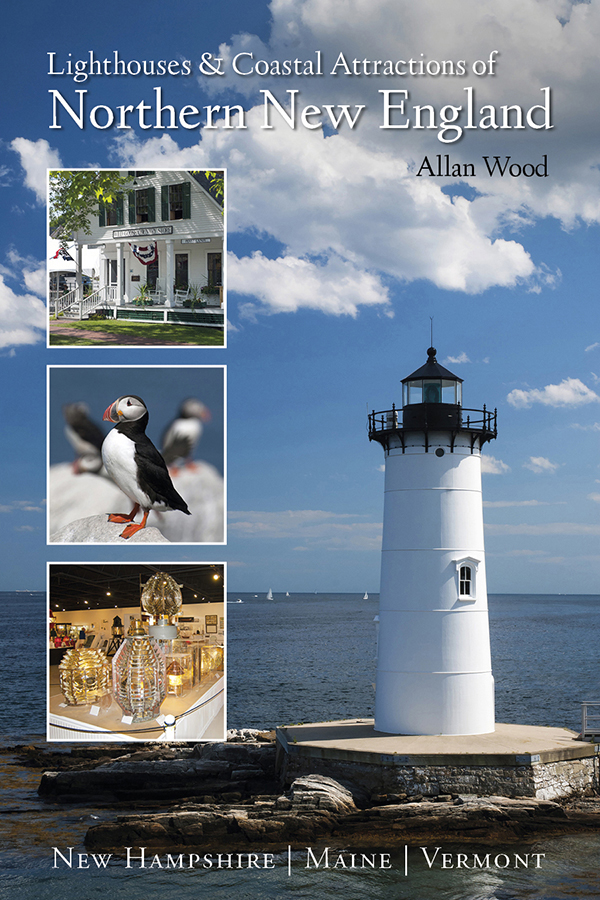 book about lighthouses, boat tours, and nearby attractions in northern New England